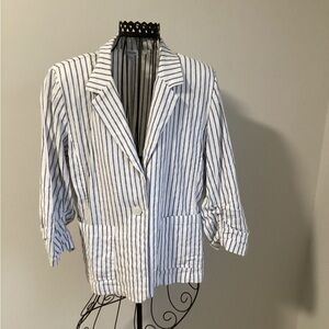 Chico's Navy and White Striped Blazer